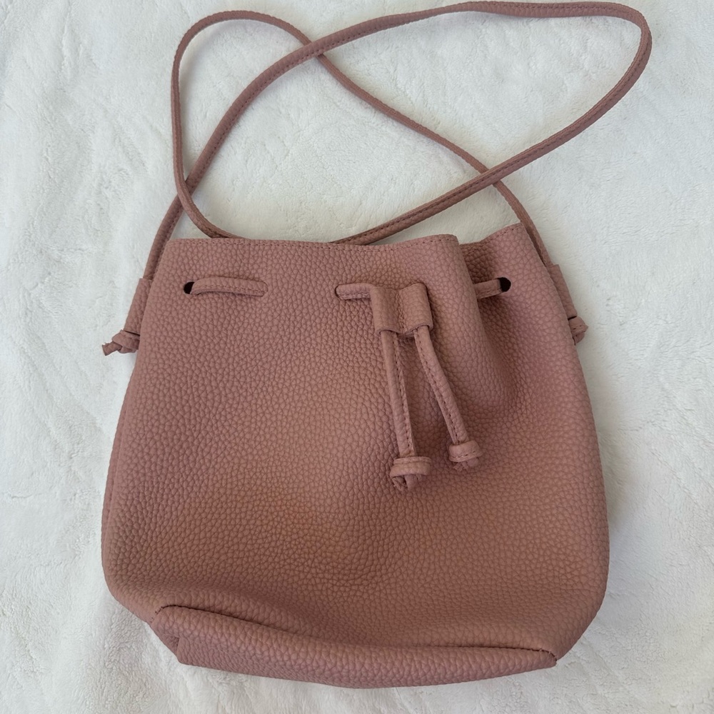 Crossbody Drawstring Bucket Bag - Mauve Pink